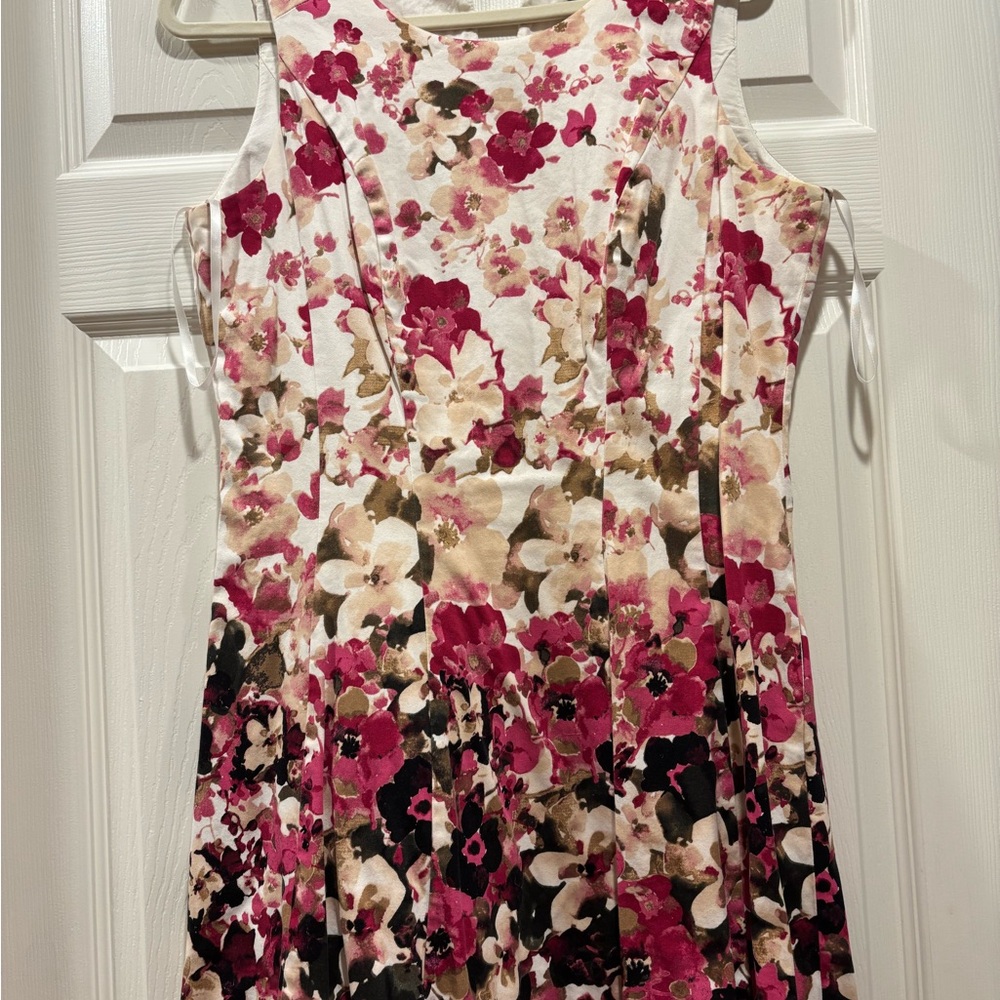 White House Black Market Pink and Cream Floral Dress